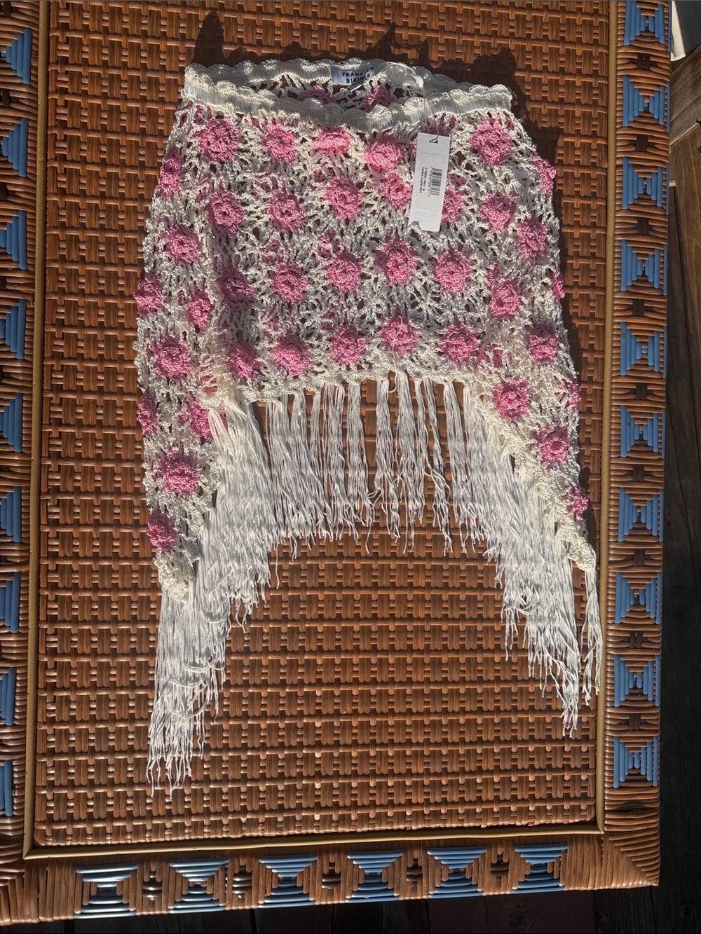 Frankie's Bikinis Hendrix Crochet Fringe Mini Skirt NWT size M